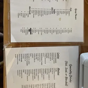 a menu and a toaster
