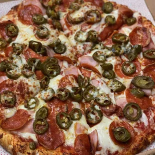 My favorite, pepperoni with jalapeños