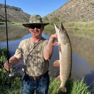 a man holding a fish