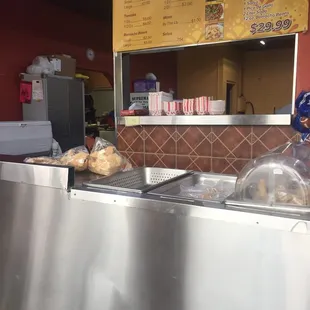 the counter of a fast food restaurant