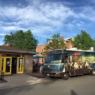 Outside Golden City Brewery (their red ale is amazing with a burger!)
