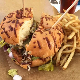 Tear the sides of the box and it makes a great plate (WTF burger was amazing!)