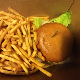 Fries (yum!) &amp; veggie burger