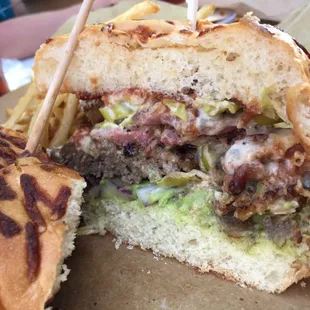 Cross section of WTF burger and it was sooooo good!