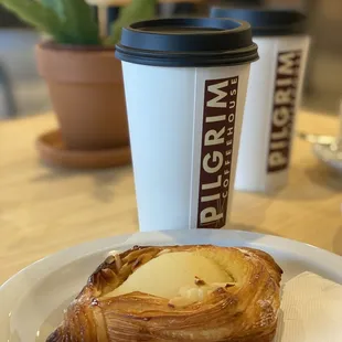 Pear croissant, lattes