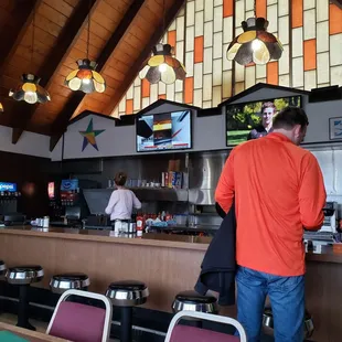 Check out the stained glass and over-bar lighting.