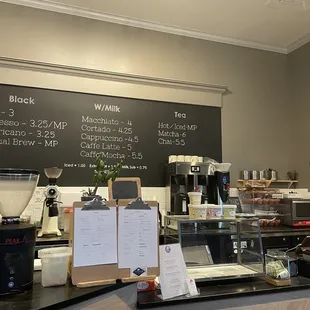 The coffee bar with menu behind / Dec 2021