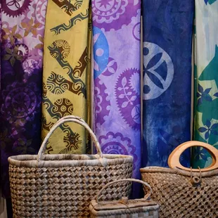 Silk Scarfs - Beautiful limited-edition, one of a kind, hand block printed designs and colors on Paj and Habotai silk.