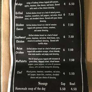 Salads as of 9-12-18