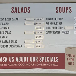 Salads and Soup Menu