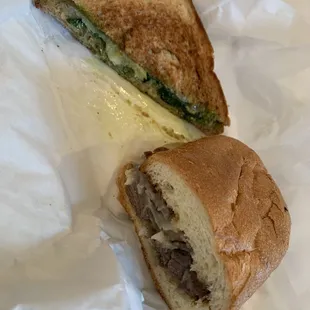 Spinach Pesto Melt and Philly Cheese Godfather