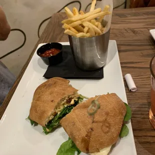 Roasted Tomato and Mozzarella sandwich with side of fries - really good!