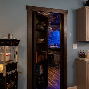 Secret bookcase door into the Speakeasy!