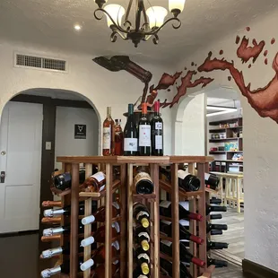 a wine rack in a wine shop