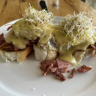 Eggs Benedict with ham. Literally so good