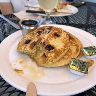The cornmeal pancakes and local syrup with a blueberry mule.