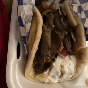 Gyro wrap in pita bread