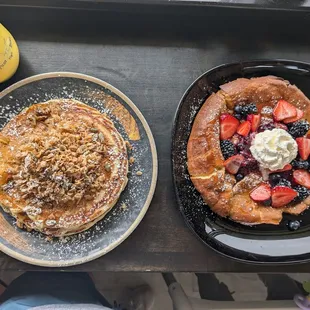 Pina colada pancakes and classic Dutch baby