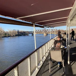 a view of a river and bridge