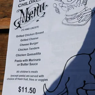 Child menu. Tried July 18, 2022 picture sent September 17, 2022.