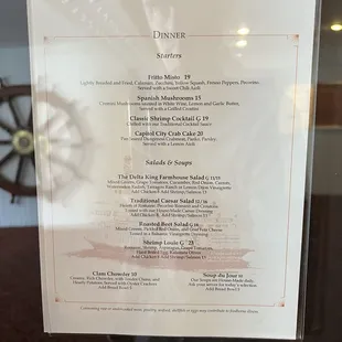 Dinner Menu