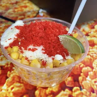 Elote with hot Cheetos