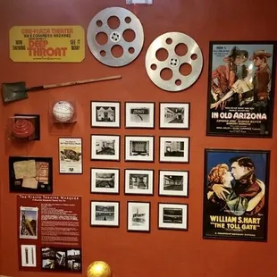 Historical photos and memorabilia hung at Rialto Theatre