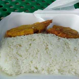 White rice and plantain