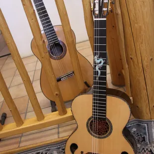 The Musical Dream Catcher Jazz Fusion Classical guitar with an inlaid Dragon and sword