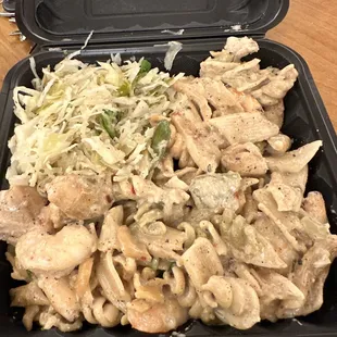 Chicken and shrimp jerk Rasta Pasta