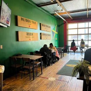 people eating and drinking