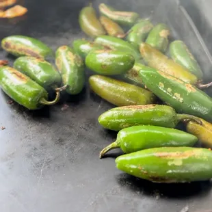 Our delicious roasted jalapeños/ chiles toreados
