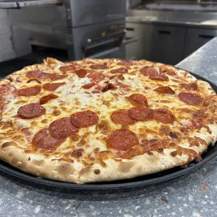 a pepperoni pizza