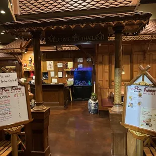 The front area of the restaurant where you check in.
