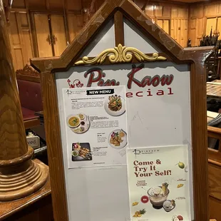The specials board up front.