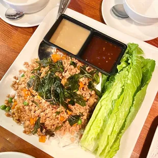 Spicy chicken lettuce wrap
