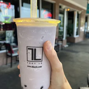 1/2 Taro 1/2 Peanut Butter Boba Tea $8