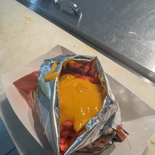 Classic hot Cheetos with nacho cheese