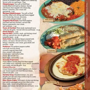 a menu for mexican cuisine