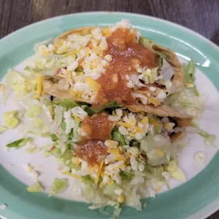 Two hard shell beef tacos.  #DELICIOUS