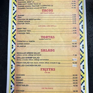 Tacos, tortas, salads and fajitas