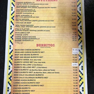 Appetizers and burritos