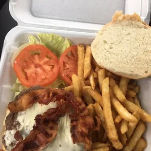 Bacon Cheeseburger w/ side of fries