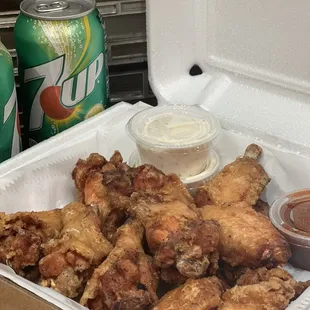 Jumbo Buffalo Wings. Sauce on the side.