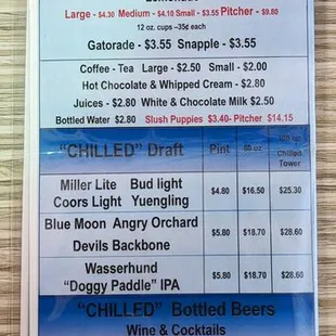 This is the back side of the menu at the tables at each of the lanes.  Photo taken May 18, 2024.