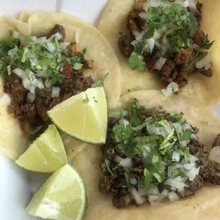 Carne Asada taco,&amp; Campechano (steak, carnitas chorizo)