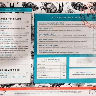 the menu and prices