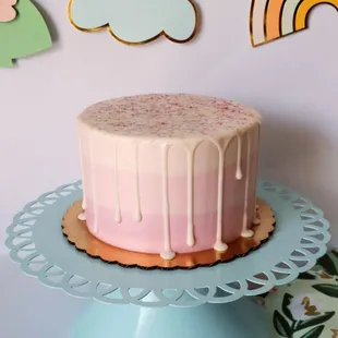 Pink Ombre Drip Cake