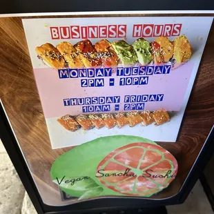 Hours for soft re-opening week of Jan 16 2024