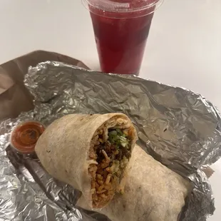 Beef burrito &amp; Jamaica/ Hibiscus Drink